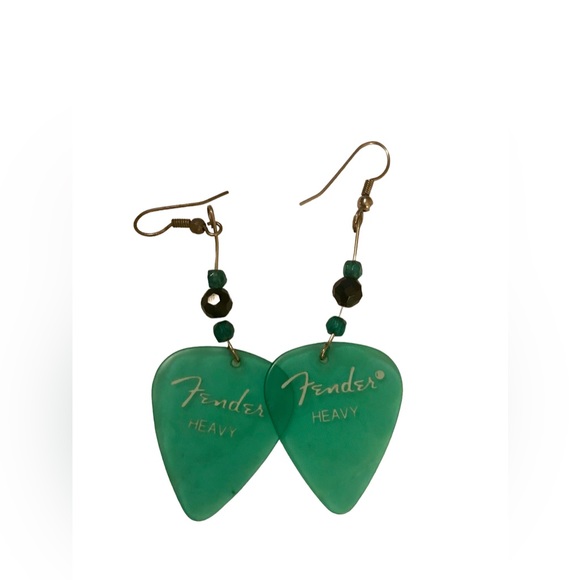 EUC Turquoise handmade Fender Guitar Ear Rings. Fun to wear! They’re “3 long! - Picture 3 of 4